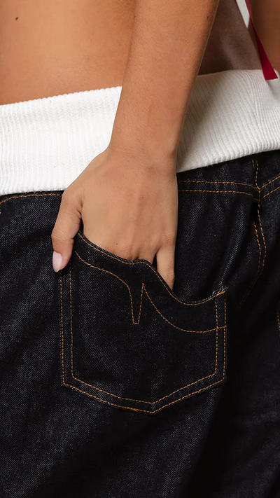 Black Fold-Over Jeans