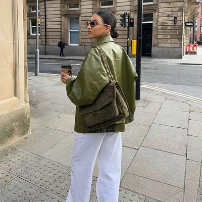 Simone Übergroße Lederjacke