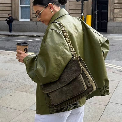 Simone Übergroße Lederjacke