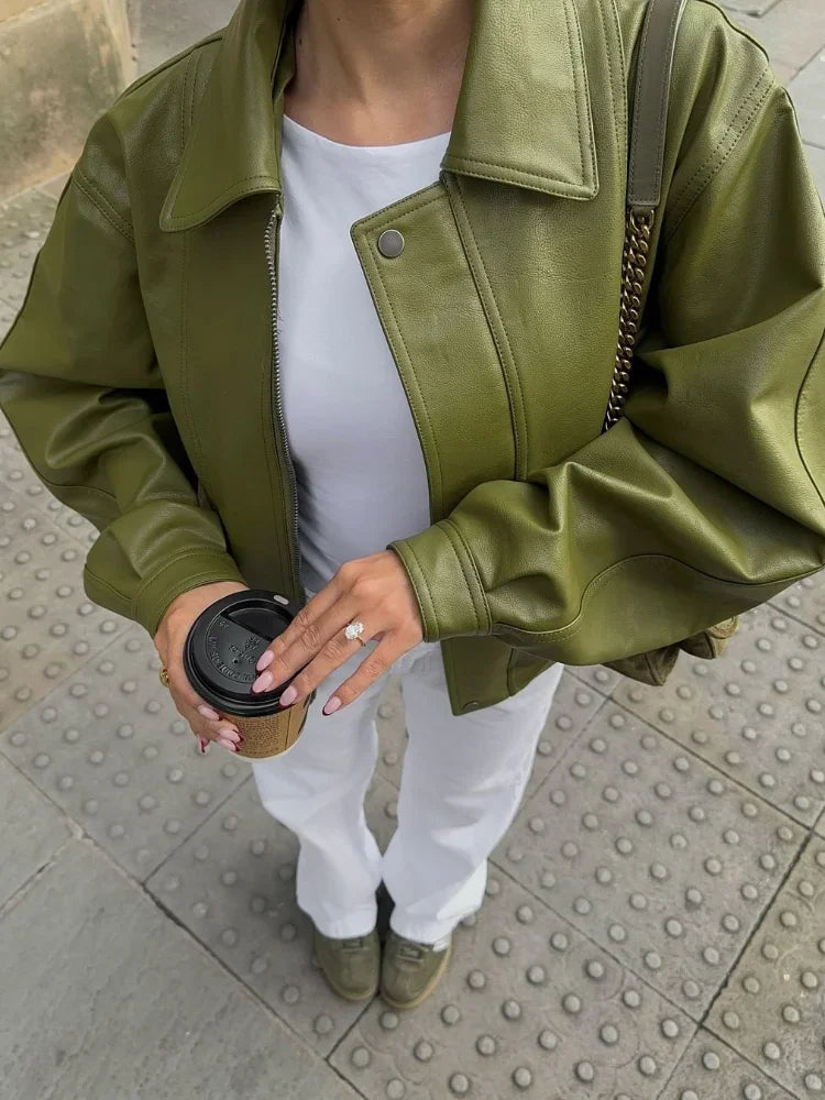 Simone Übergroße Lederjacke