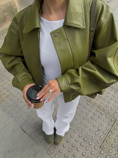 Simone Übergroße Lederjacke