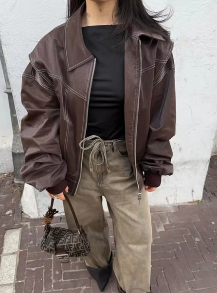 Rosie - Leder-Bomber-Jacke