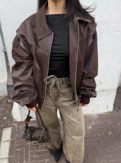 Rosie - Leder-Bomber-Jacke