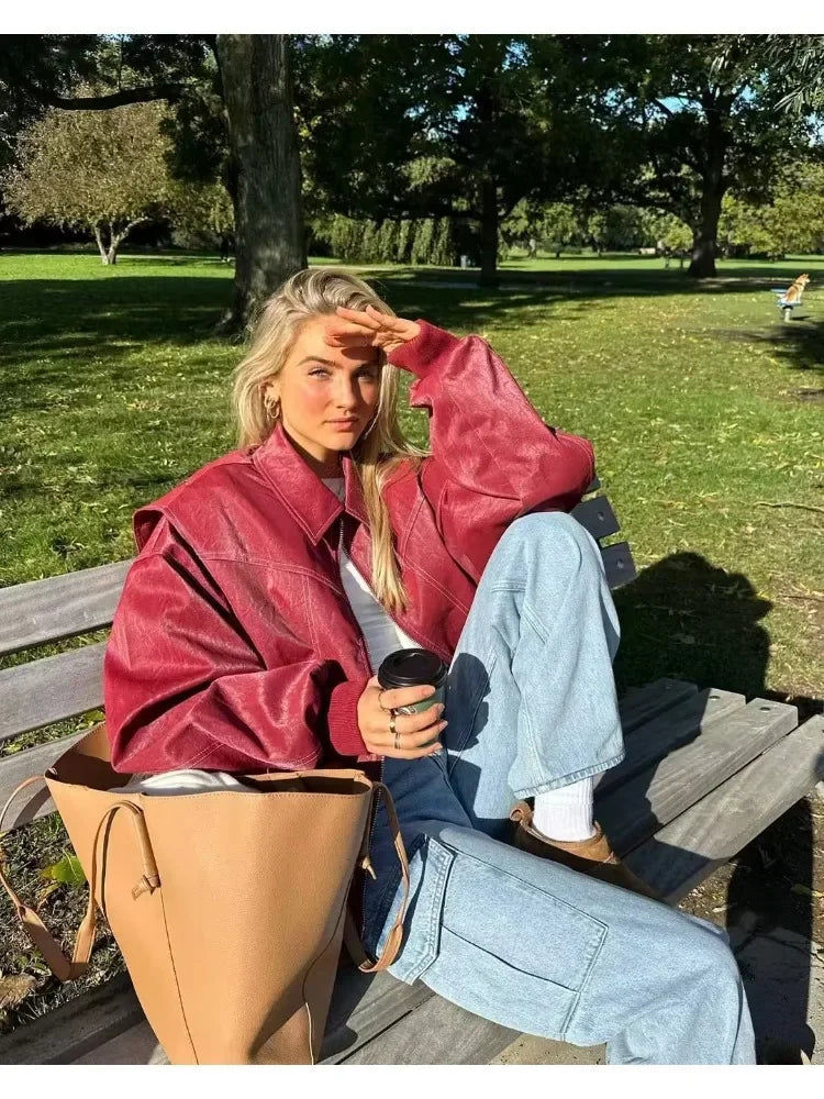 Rosie - Leder-Bomber-Jacke