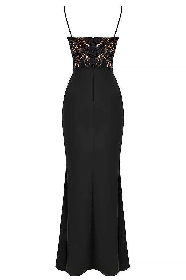 Sophie | Schwarzes Korsett-Maxi-Kleid