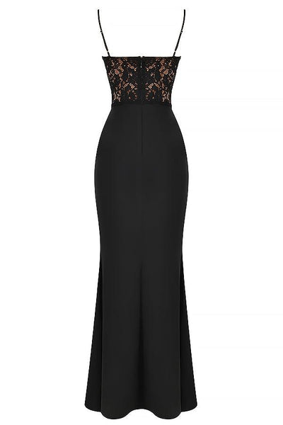 Sophie | Schwarzes Korsett-Maxi-Kleid